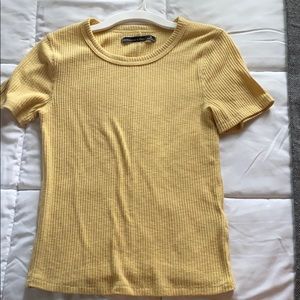 Abercrombie Ribbed T-shirt yellow